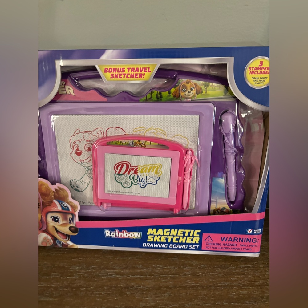 Rainbow Magnetic Sketcher Drawing Board Set - Pink and Purple Paw Patrol